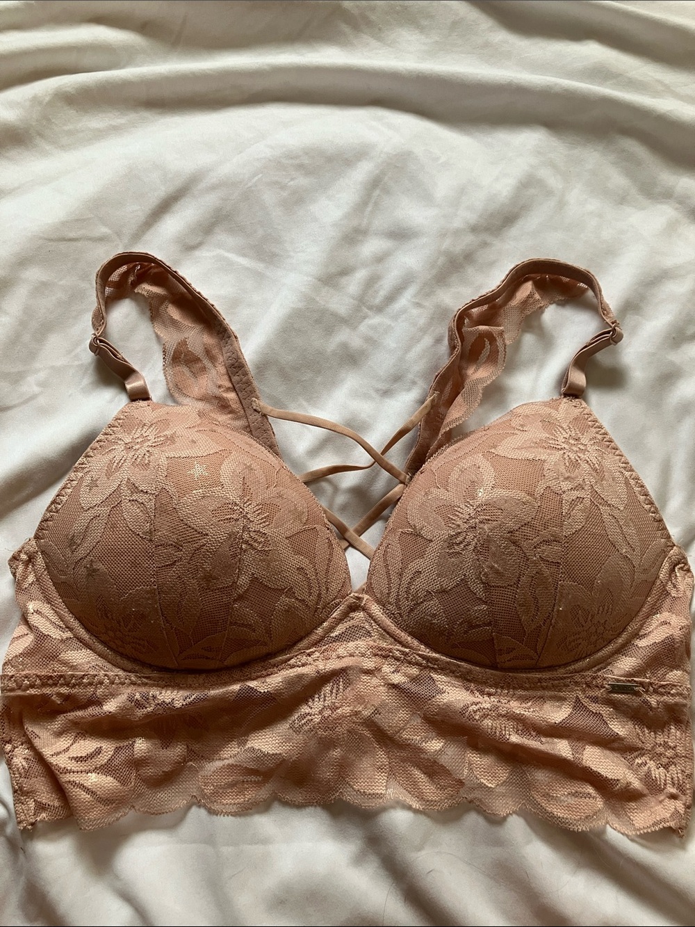 Victoria’s Secret PINK: Blush Lace Push-Up Bralette- L